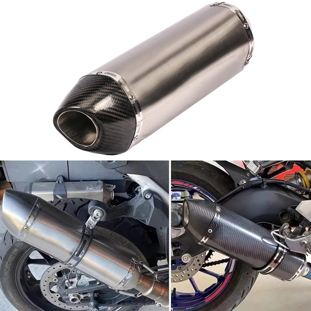 51mm universal motorcycle r77 exhaust pipe muffler with db killer for honda pcx 125 150 c650gt tmx530 cb500