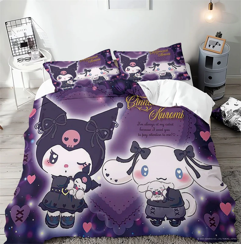 Sanrio Kuromi Bedding Sets Cinnamoroll Little Twin Stars Comforter Cover Bed Cover Duvet Cover Pillow Case 2-3 Pieces Sets