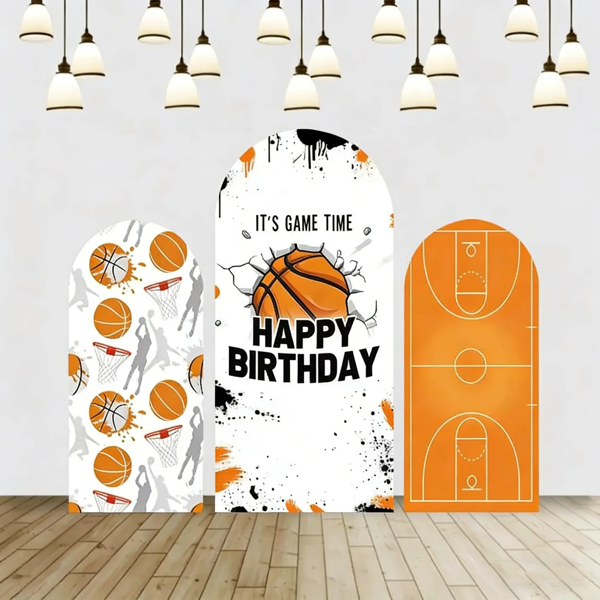 

LS Custom 2-Sided Basketball Theme Sports Boy Birthday Party Baby Shower Cover Chiara Arch Background Decor Backdrop
