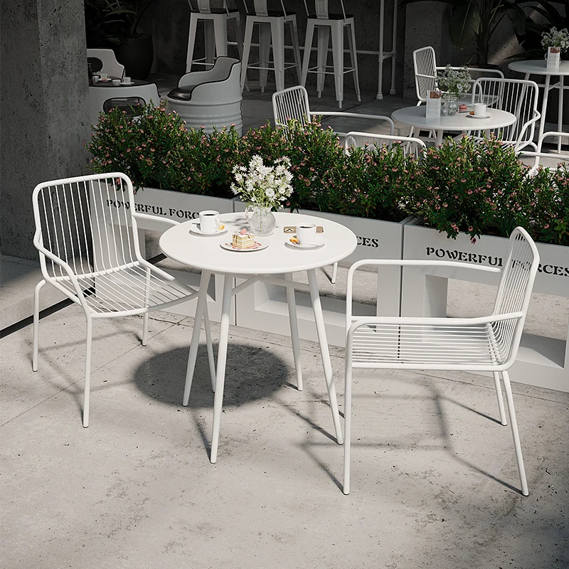 Garden outdoor small tables and chairs milk tea shop cafe leisure area arrangement Internet celebrity balcony tea table and chai