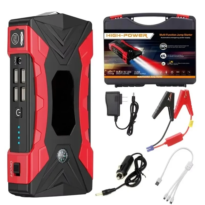 Portable High-Capacity Jump Starter with Air Pump - Strong Car Battery for Emergency Starting