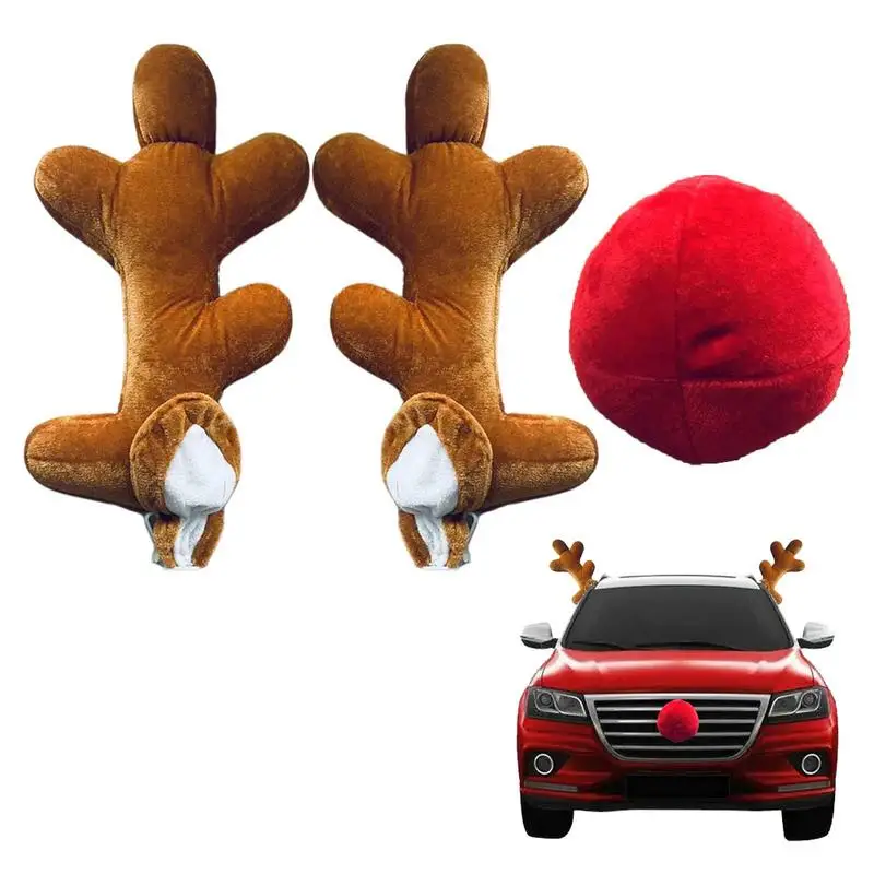 Car Reindeer Antlers Car Decorations Antler & Red Nose Reindeer Cars Trucks Christmas Car Christmas Decorations  Accessories