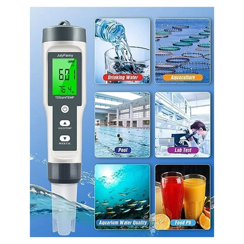 1 PCS TDS/PH/Temperature PH Water Meter As Shown ABS Water Quality Digital PH Tester With ATC, PH Tdswater Tester