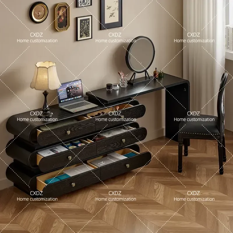 French Solid Wood Dresser Integrated Cabinet Modern Simple Light Luxury Without Mirror Multi Functional Drawer Storage Makeup