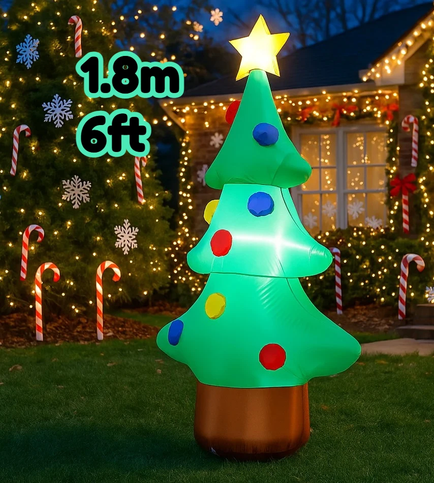 

6 футов рождественские украшения надувная рождественская елка звезда игрушки домашний двор украшения со светодиодным декором рождественские принадлежности на открытом воздухе