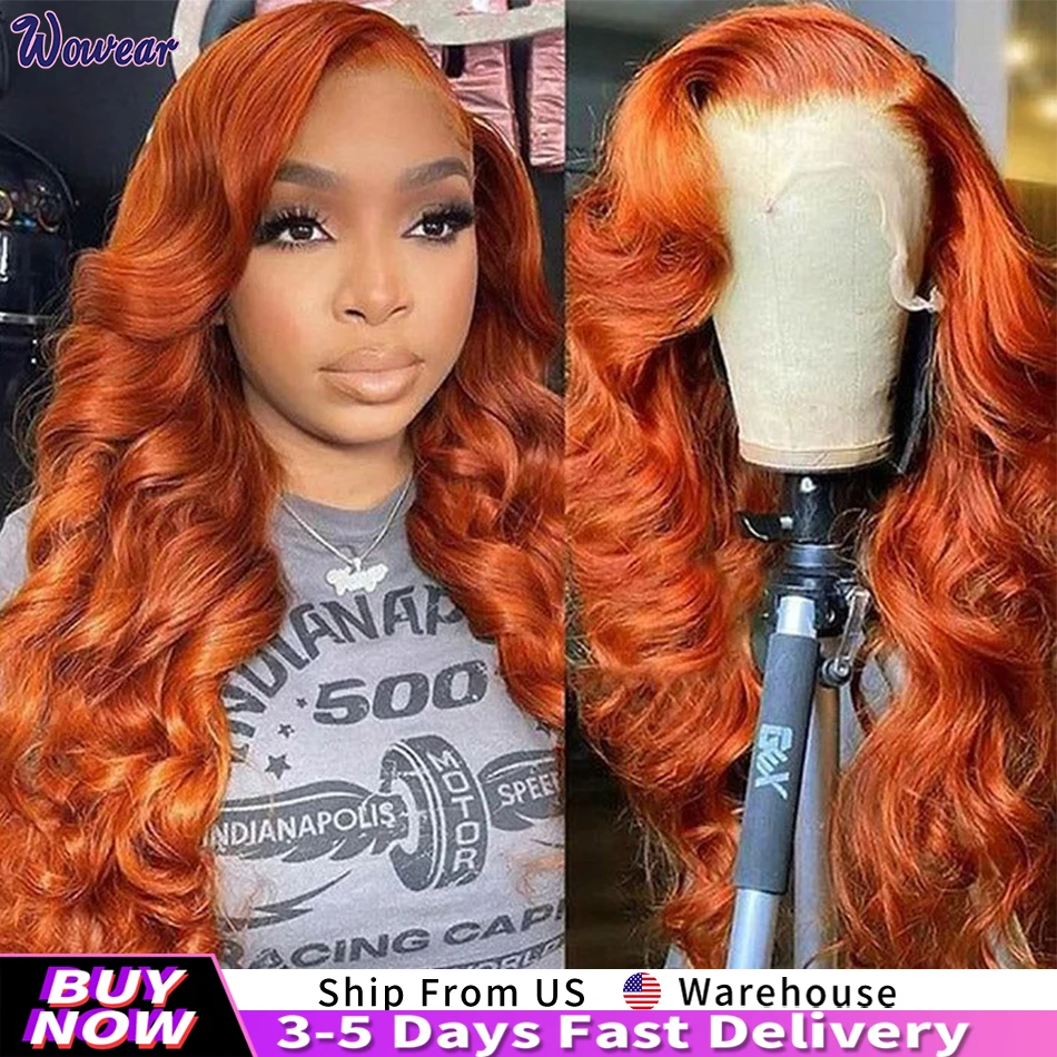 Transparent Lace Frontal Wig Body Wave Wigs 13x6 HD Lace Frontal Wig Colored Orange Ginger Lace Front Wig Brazilian Human Hair