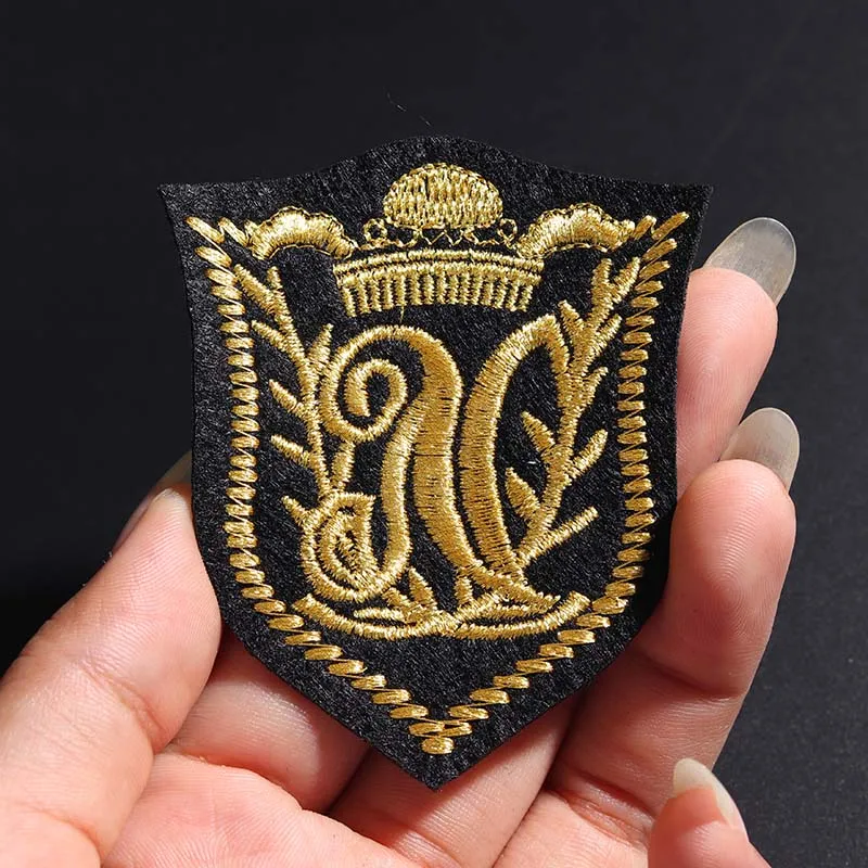 Golden epaulet Size:6.8*5.9cm Patch for Clothing Iron on Embroidered Sew Applique Cute Fabric Badge DIY Apparel Accessories