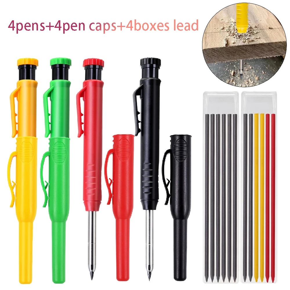 

Набор карандашей для плотника, 12 шт./компл. (4 ручки + 4 стержня + 4 колпачка). Особенности сменных провода 2,8 мм.