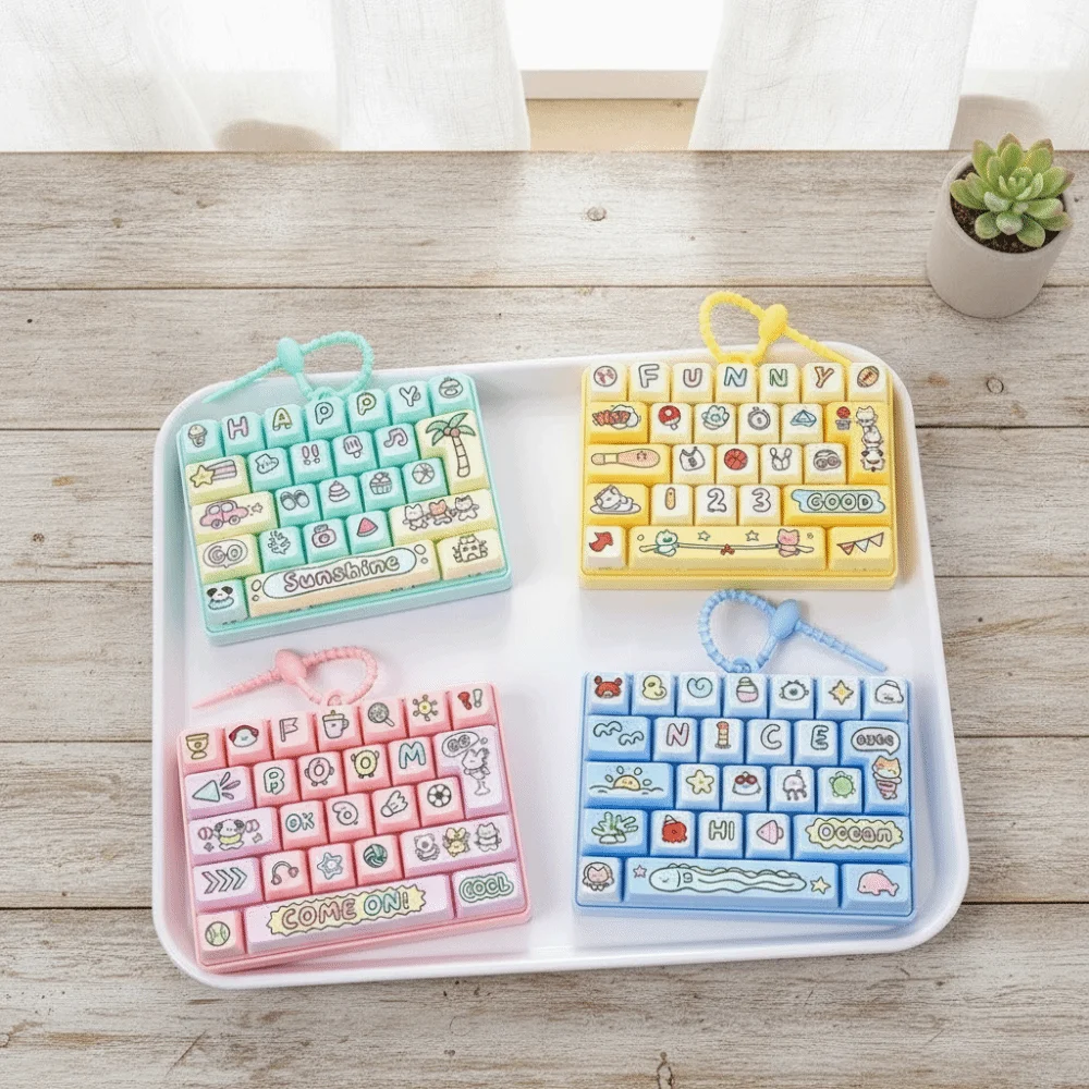 Clear Key Sounds Electronic Keyboard Toy Wooden Fish Design Gift Toy Stress Relief Toy Hanging Design