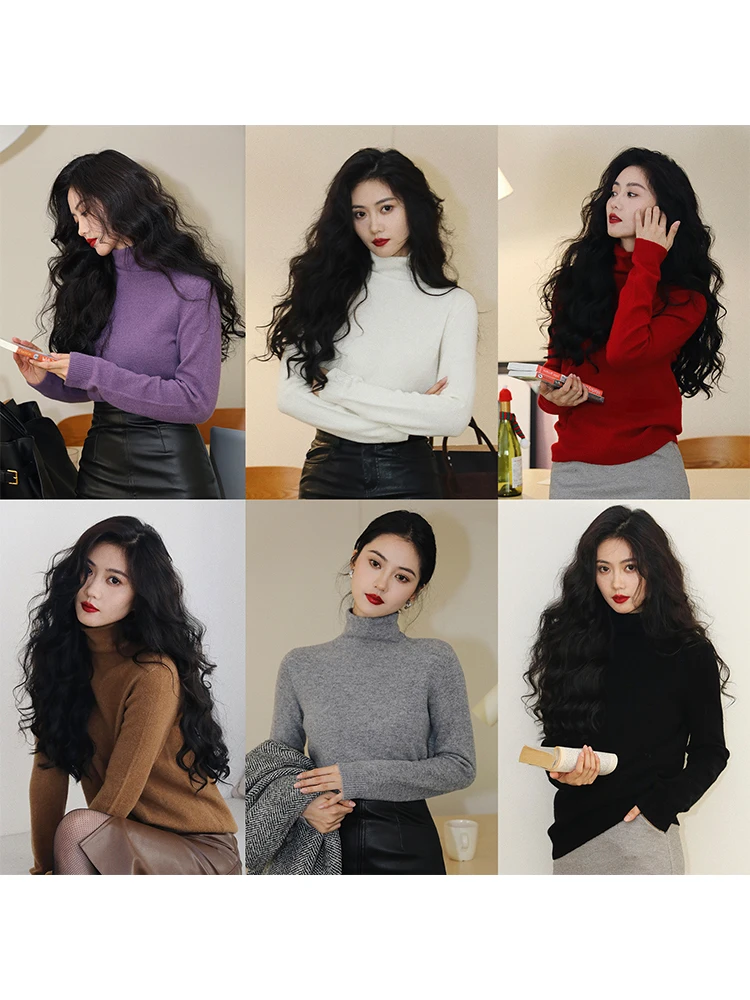 

TAIYANG Pure Woolen Long Sve High Collar Women's Knitted Sweater Versatile Simple Sle Spring Autumn ential Top