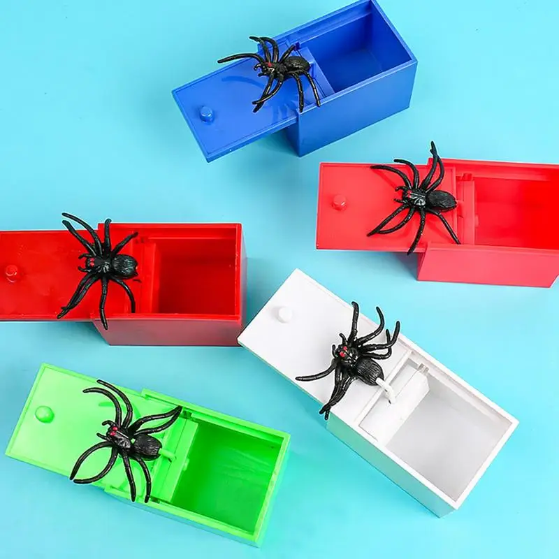 Spider Prank กล่องเฮฮา Spider Scare Gag กล่องชุด 5 ความแปลกใหม่ตลกน่ากลัวกล่อง Prank Spider Creative Tricky Joke เด็กผู้ใหญ่