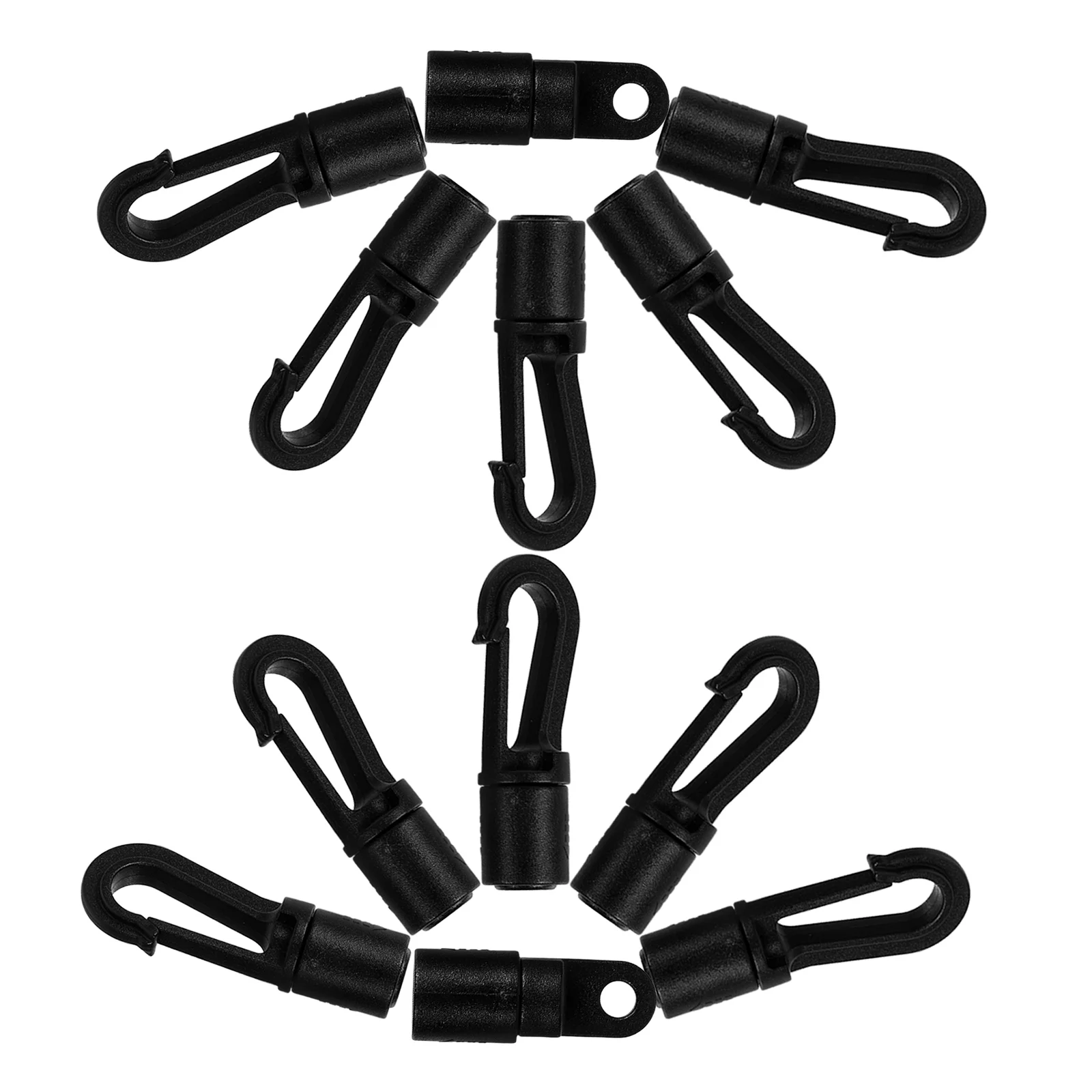 

12 Pcs Luggage Rack Elastic Cord Carabiner Boat Rope End Star Shape Bungee Black Terminal Hooks