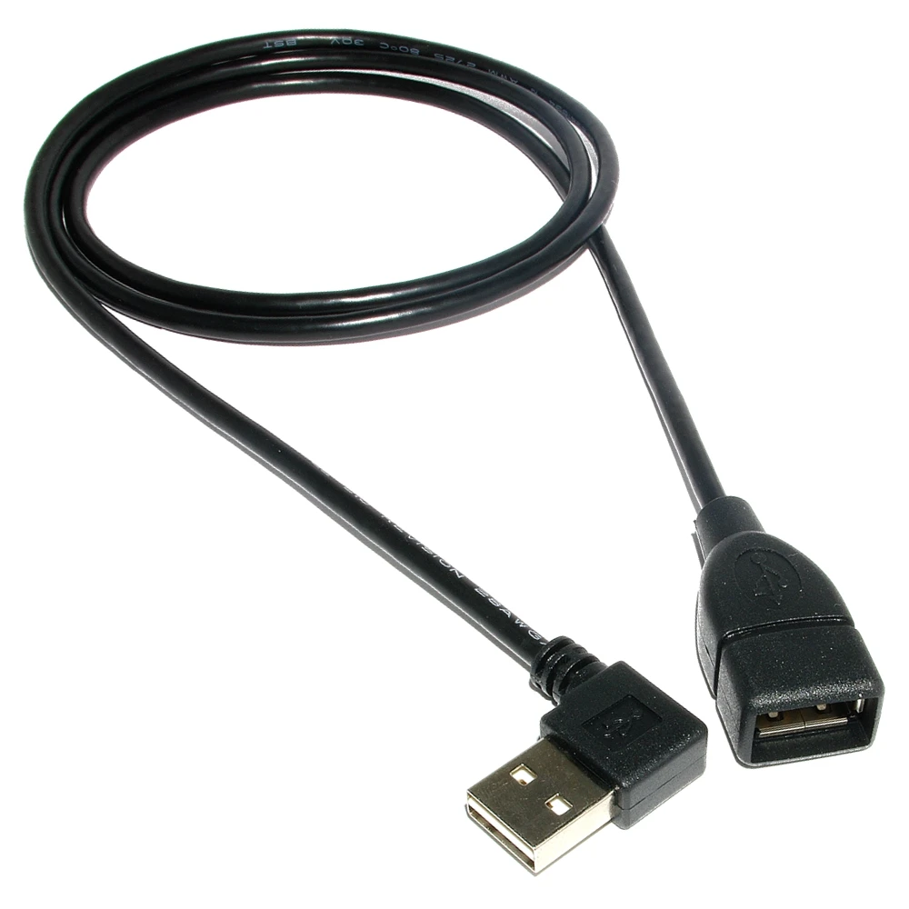 Reversible Design USB 2.0 90 Grad Up/Down, Left, Right angle Male to Female Extension Cable 100 cm USB M/F Cable Adapter