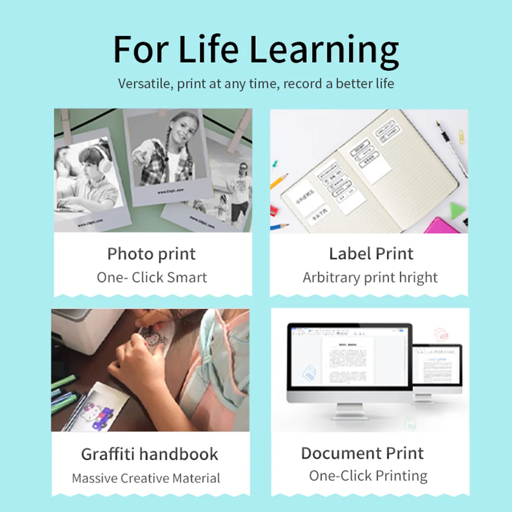ミニプリンターポータブルサーマルプリンター自己粘着ラベルステッカーカラー HD 紙印刷 IOS/Android システム用携帯電話写真文字ワイヤレス Bluetooth アプリ印刷子供ギフト