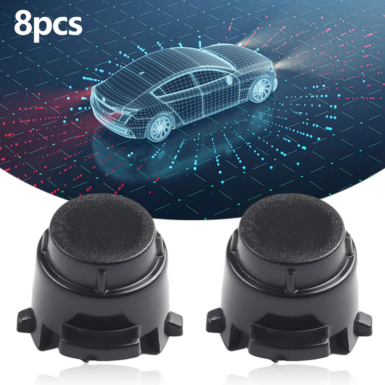 Parking Aid Sensor Cover Kit of 8 for Mercedes For Benz C300 CLS450 E450 GLC63 GLS580 Plastic Material with Front Placement