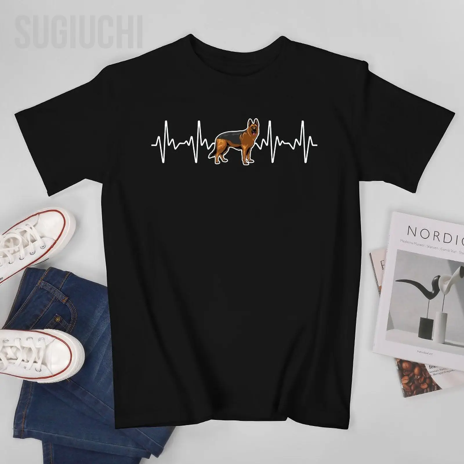 Men Best German Shepherd Art Dog German Shepherd Tshirt Tees O-neck T Shirts Women Boys 100% Cotton Short T-Shirt Unisex
