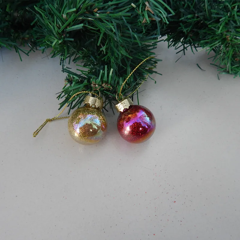 12pcs/pack Diameter=3cm Mini Size Pearl Lustre Red Glass Globe Home Decoration Handmade Christmas Tree Pendant Gold Ball