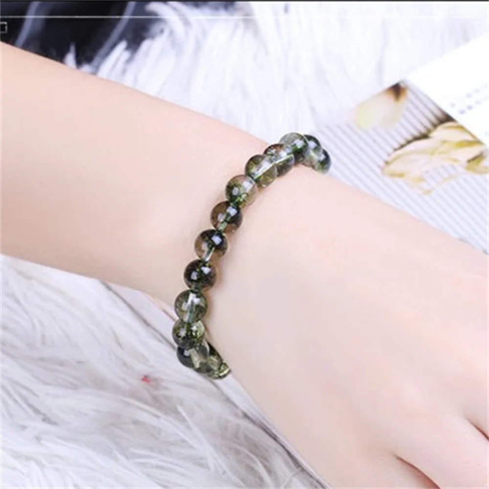 Natural Crystal Green Ghost Bead Beads Bracelet for Women in Charm Bracelets Unisex Energy Jewelry Beading 6-12mm Not Glass