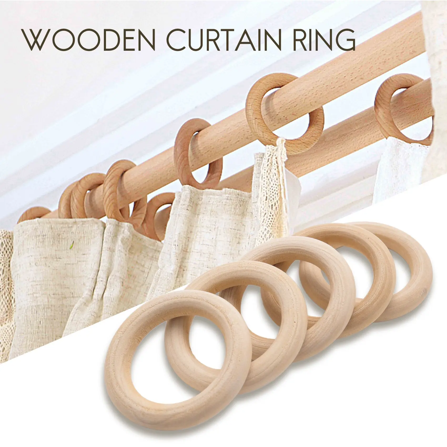 5x Wooden Ring For Crafting DIY Craft Jewelry Making 50mm