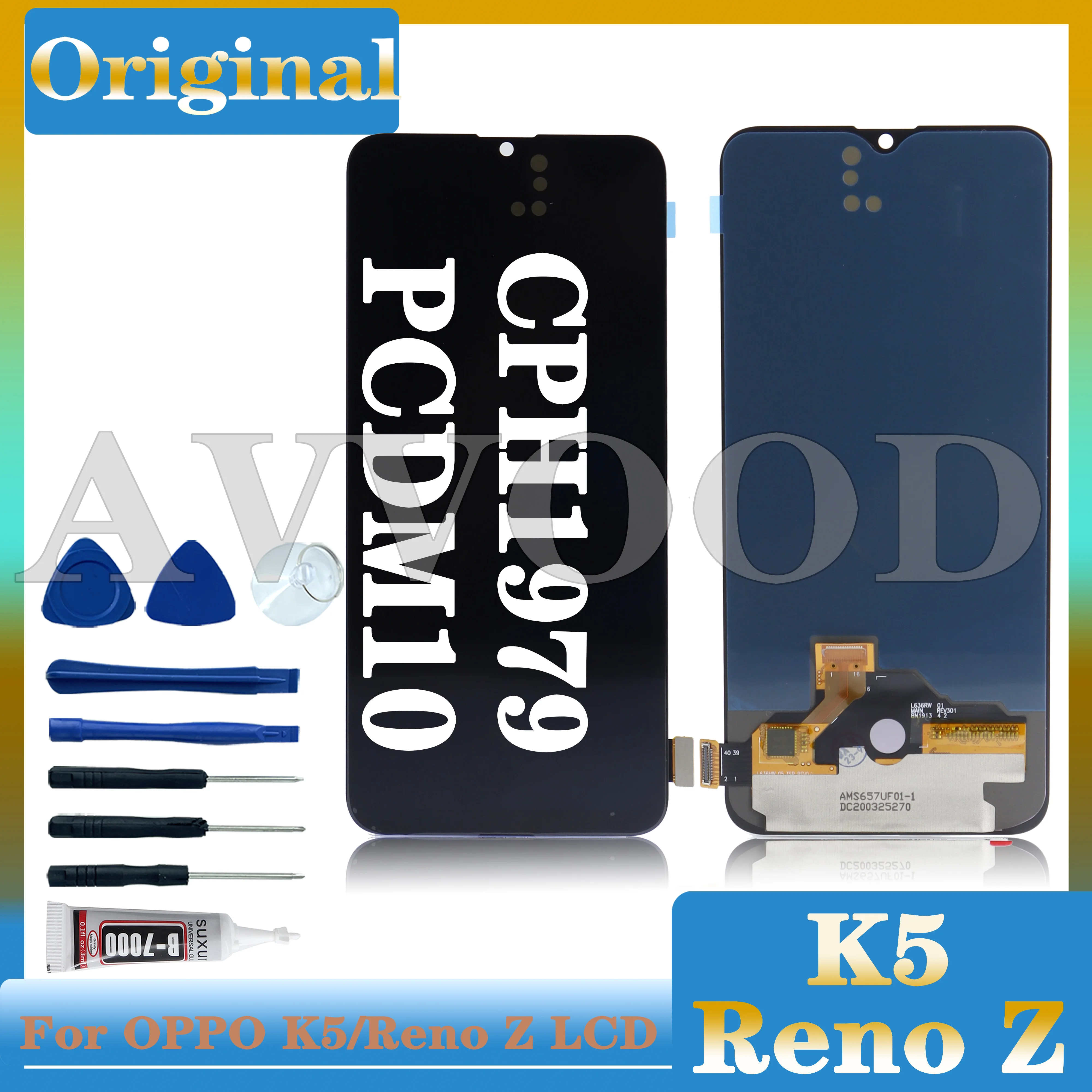 

AMOLED LCD screen for Oppo K5 Reno Z LCD touch panel digitizer for Oppo renoz cph1979 pcdm10, 6.4 inch