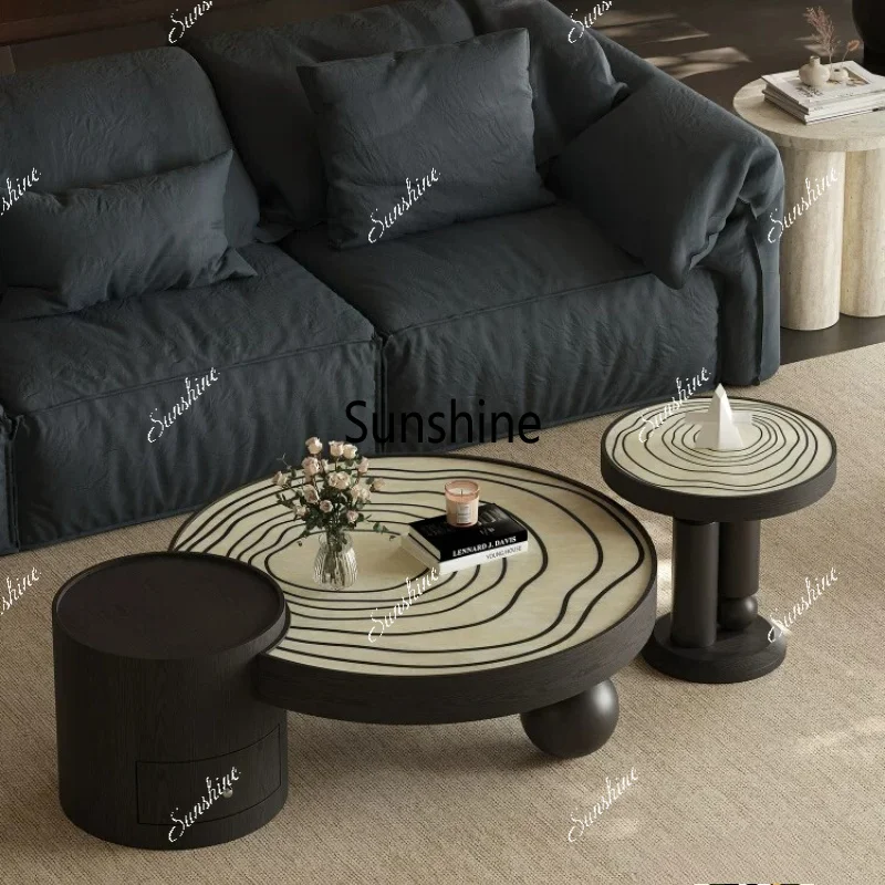 Wabi-sabi style coffee table: Italian high-end round coffee table for living rooms