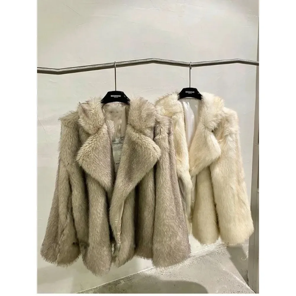 Winter Loose Casual Thick Warm Soft Faux Fur Coat Women Luxury Furry Fluffy Jacket Korean Fashion outerwear streetwear