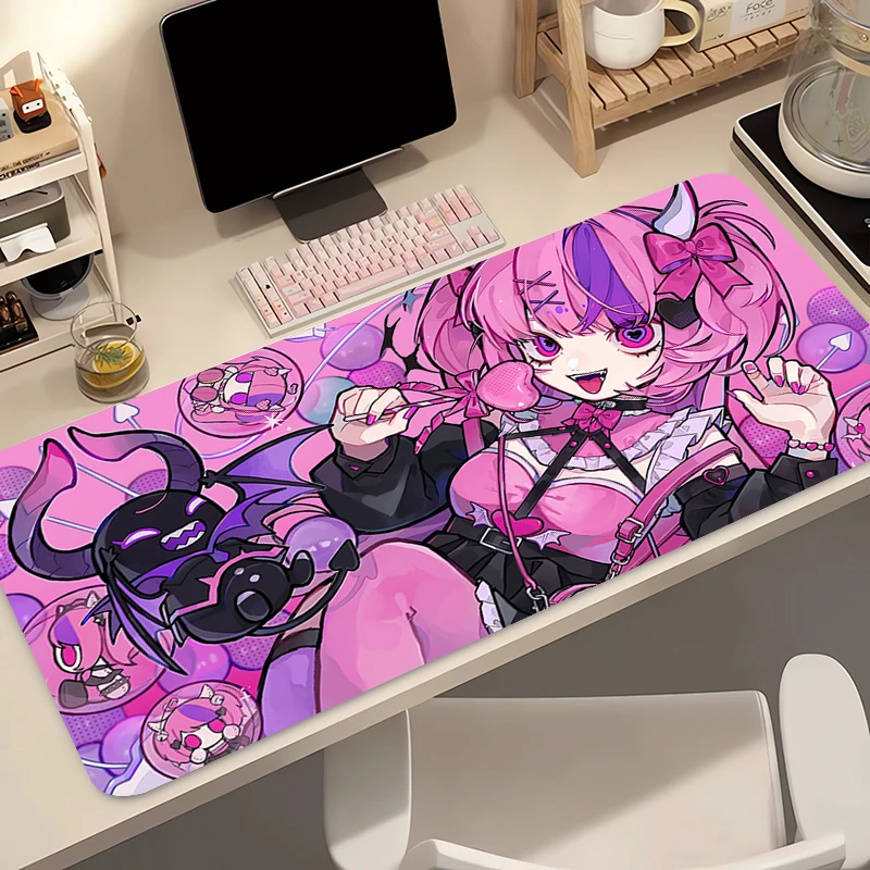 

Mouse Pad Kawaii Extended Mouse Mat Computer Anime Girls Keyboard Pad Cute Pink Desk Mat with Non-Slip Base and Stitched Edge
