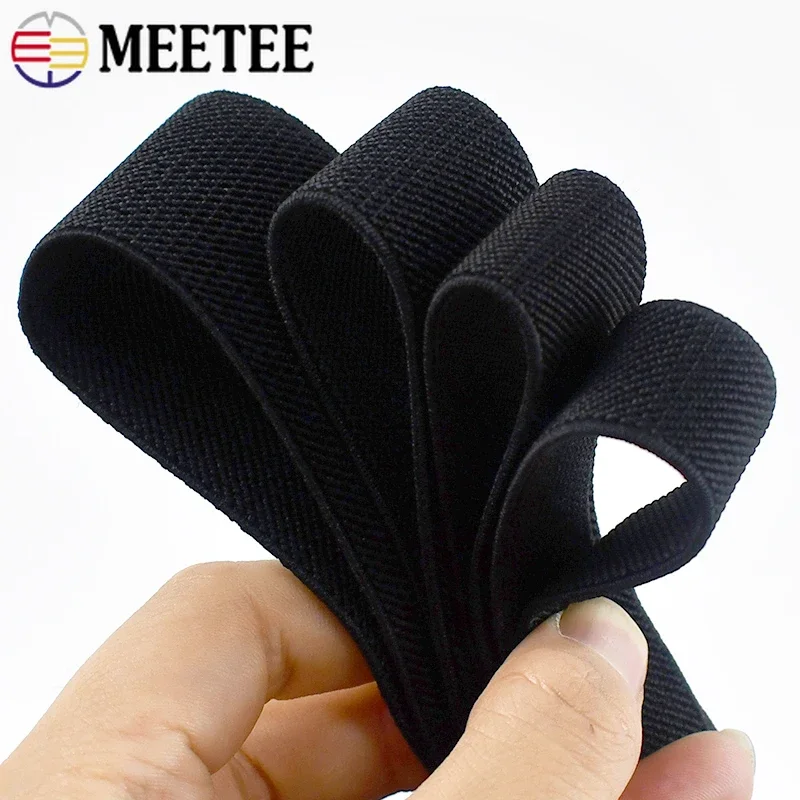 2/5Meter Meetee 20-70mm Black Thicking Elastic Bands Webbing Bag Clothes Garment Decorative Rubber Tape DIY Sewing Accessories