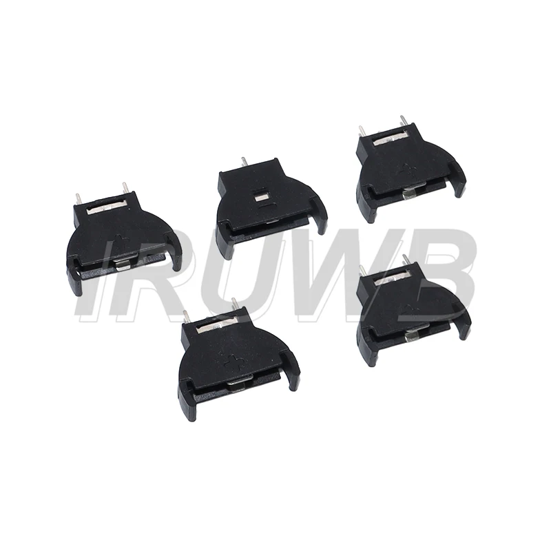 5PCS Black Plastic 3 Pins CR2032 2032 3V Half-Round Cell Coin Battery Socket Holder Case Module Battery Boxes Vertical Inline