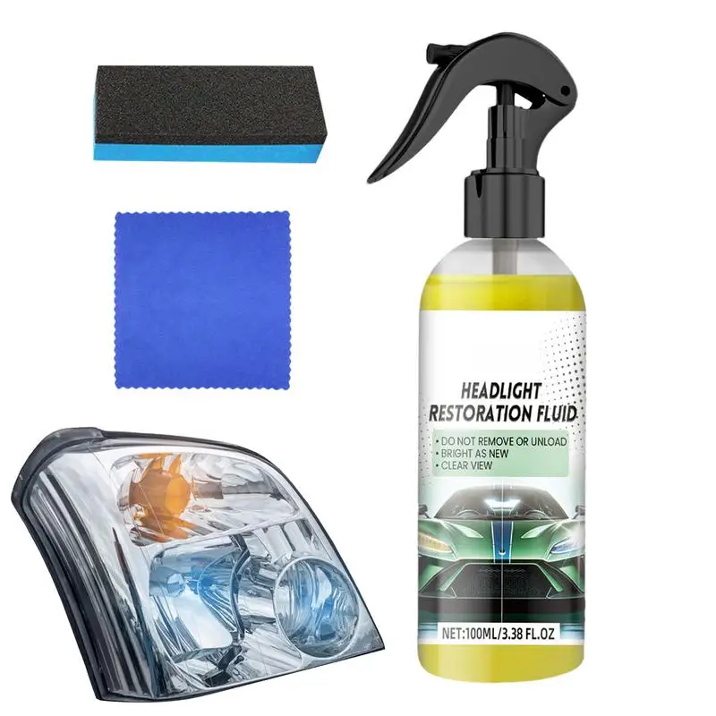 

Headlight Restoration Kit Car Headlight Cleaner Polishing Repair Fluid Long-Lasting Rinse-Free 100ml Restoring Liquid For Dull