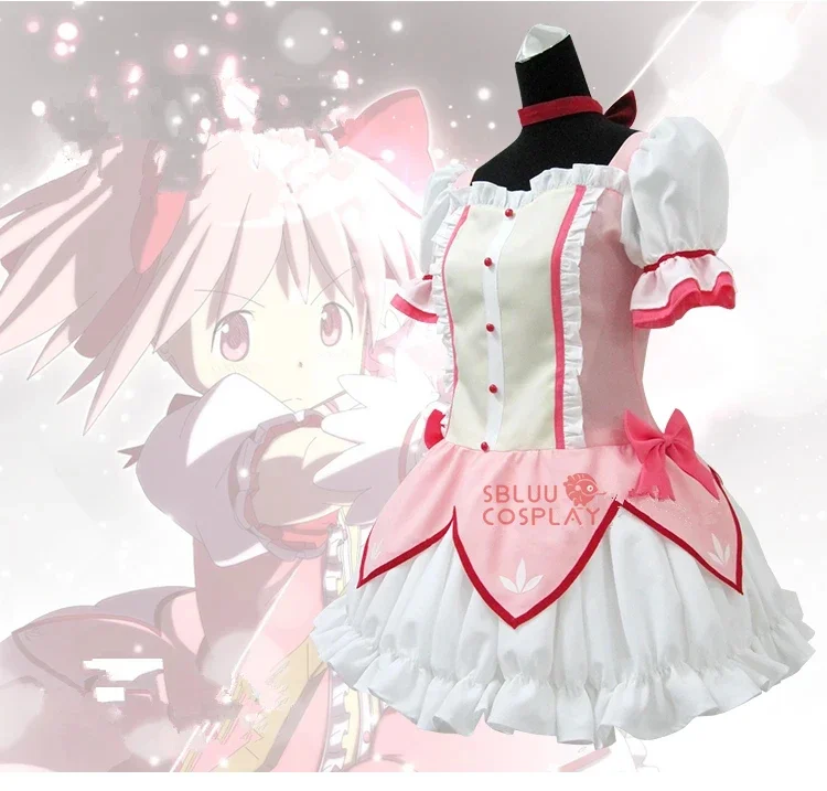 

Magica Kaname Madoka Cosplay Costume Dress with Necklace Halloween Costume Outfit