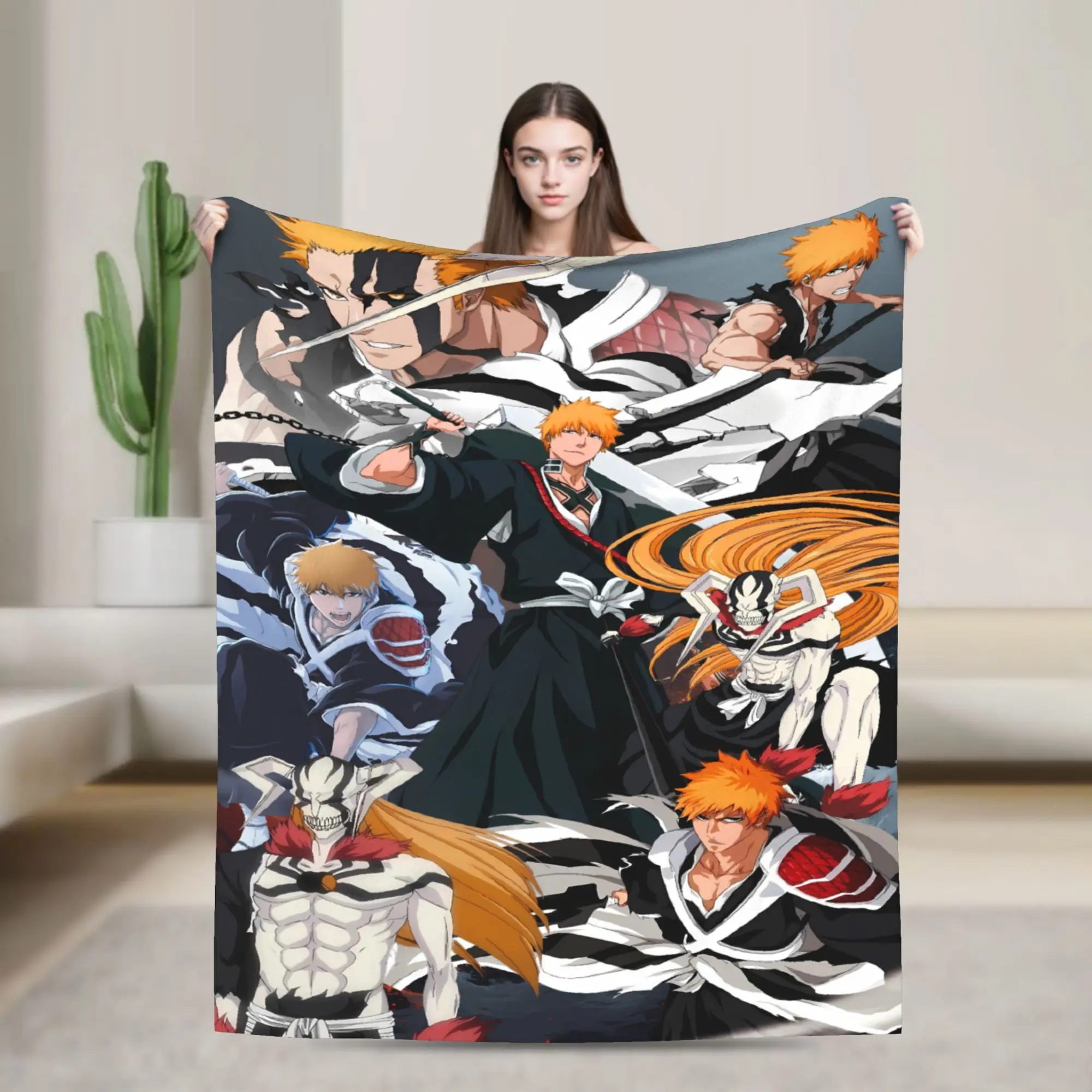 Gotei 13 Squad Assembly Blanket Bleached Travel Flannel Throw Blanket For Home Decor Soft Warm Design Quality Bedspread