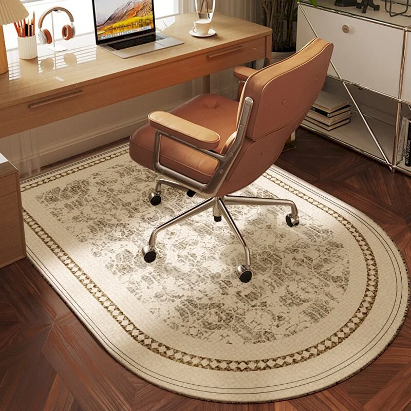 VIKAMA Floral Semi-Circular Gaming Chair Floor Mat Elegant And Minimalist Anti Slip Sound-Absorbing Carpet Home Decoration