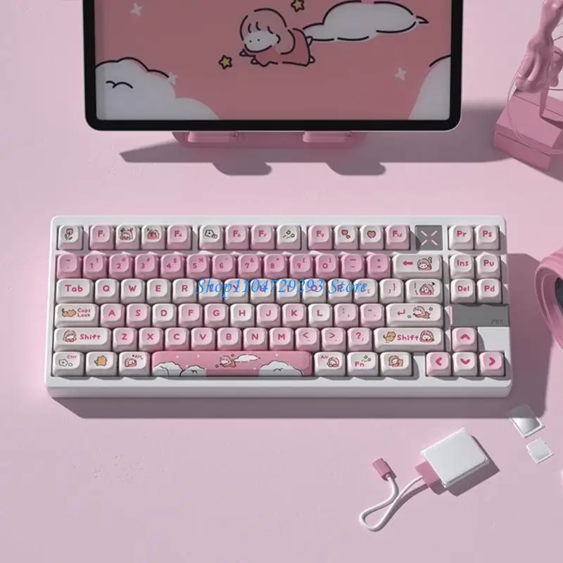 Y2GD 129PCS Keycaps for Mechanical Keyboard Switches Lazy Theme PBT Keycaps DIY Keycaps for 61/84/87/104 Switches Keycap