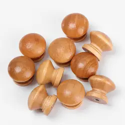 10pcs Door Handle Round Shape Natural Wooden Cabinet Knob Drawer Wardrobe Door Pull Handle Furniture Hardware