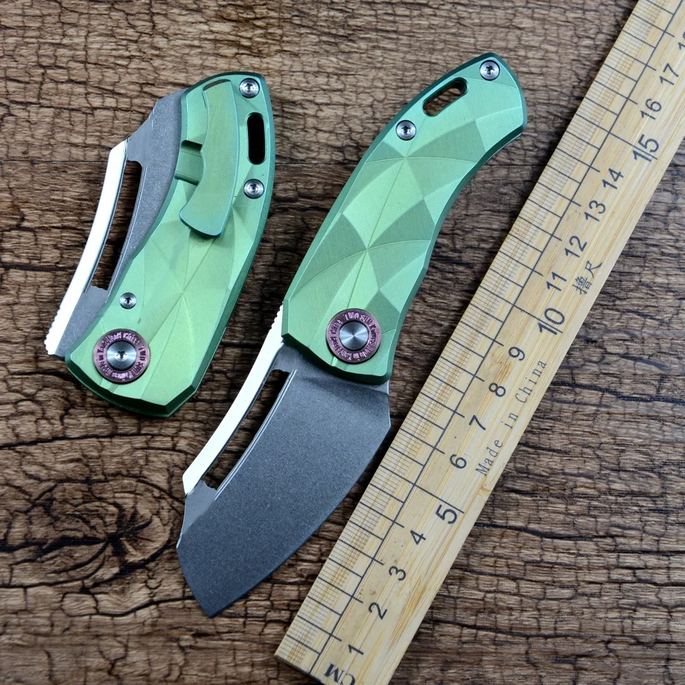 

TWOSUN TS354 Folding Pocket Knife M390 Blade Ceramic Ball Bearing Washer Green Titanium Handle Outdoor Camping Hunting