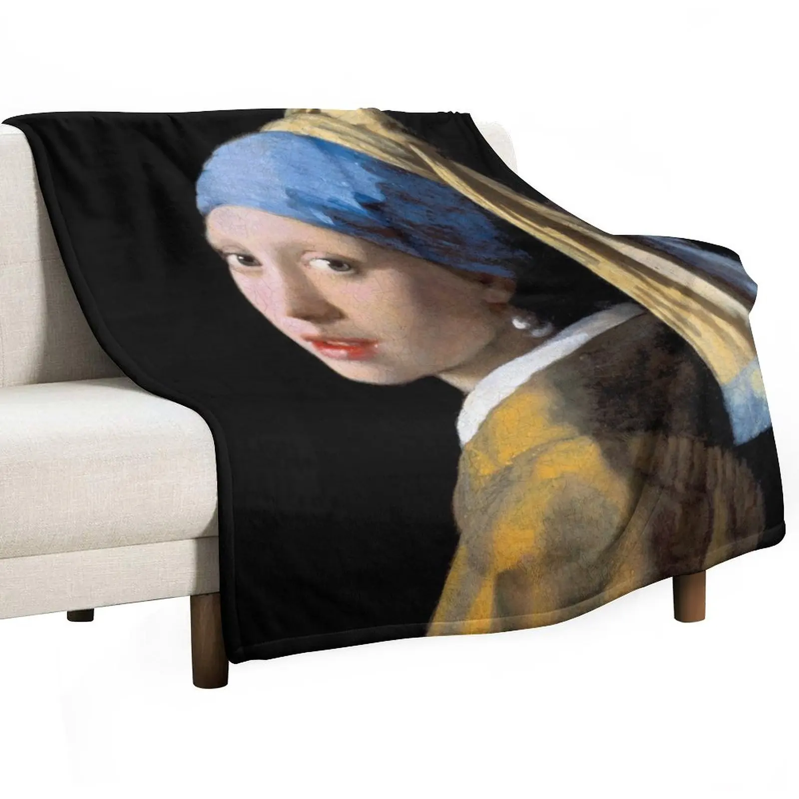 VERMEER : Vintage 1700 Girl With A Pearl Earring Painting Print Throw Blanket Sleeping Bag Blankets Sofas Of Decoration Blankets