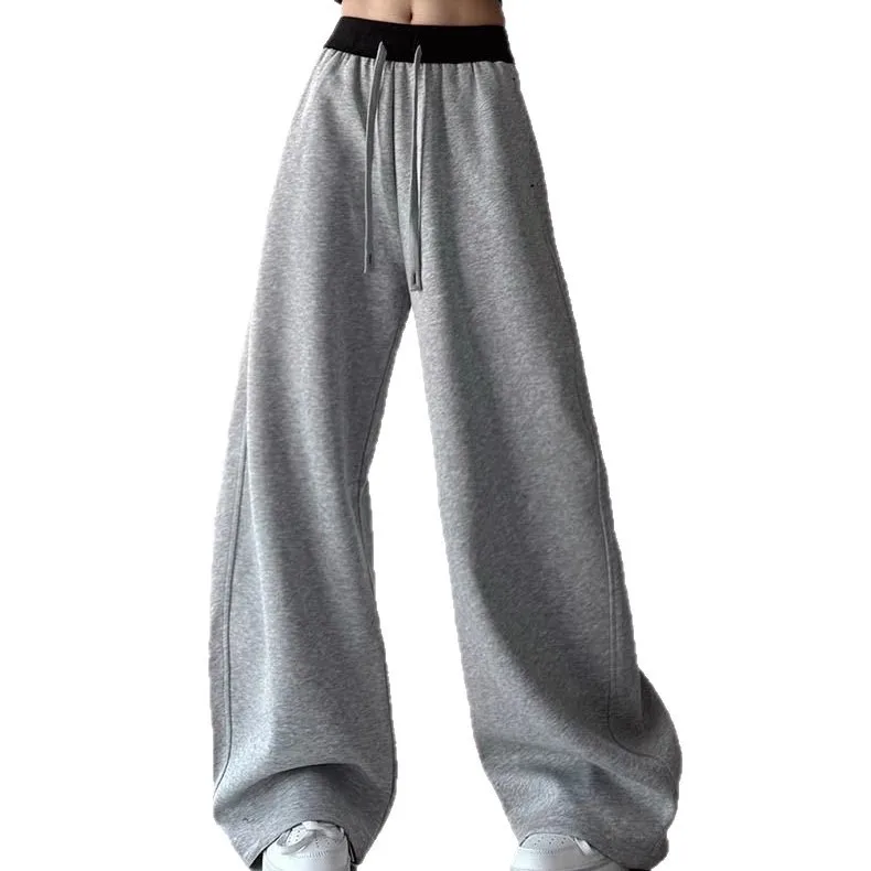 Wide Leg Pants Black Pleated Womens Spring Elastic Fit Youth College Mood City Commute Drawstrings Waistband Breathable Trousers