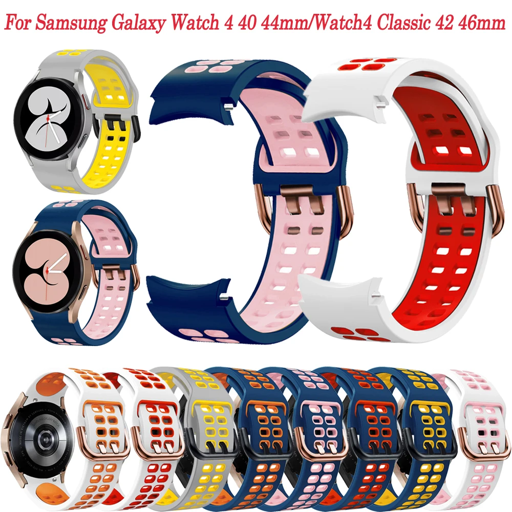 20mm Silicone Sports Watch Band For Samsung Galaxy Watch 4 Classic 46mm 42mm Smartwatch Bracelet Galaxy Watch 4 44mm 40mm Strap