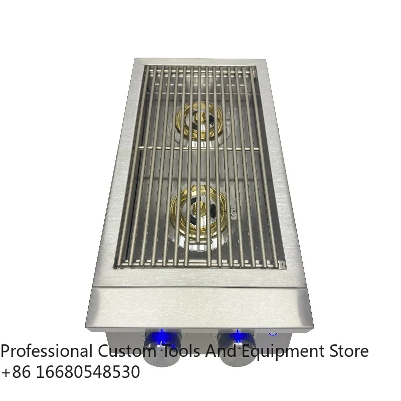 1HFactory Wholesale  Double Side Burner Outdoor Kitchen Bbq  Built in Grill Cooker 2 Burner for Cabinet
