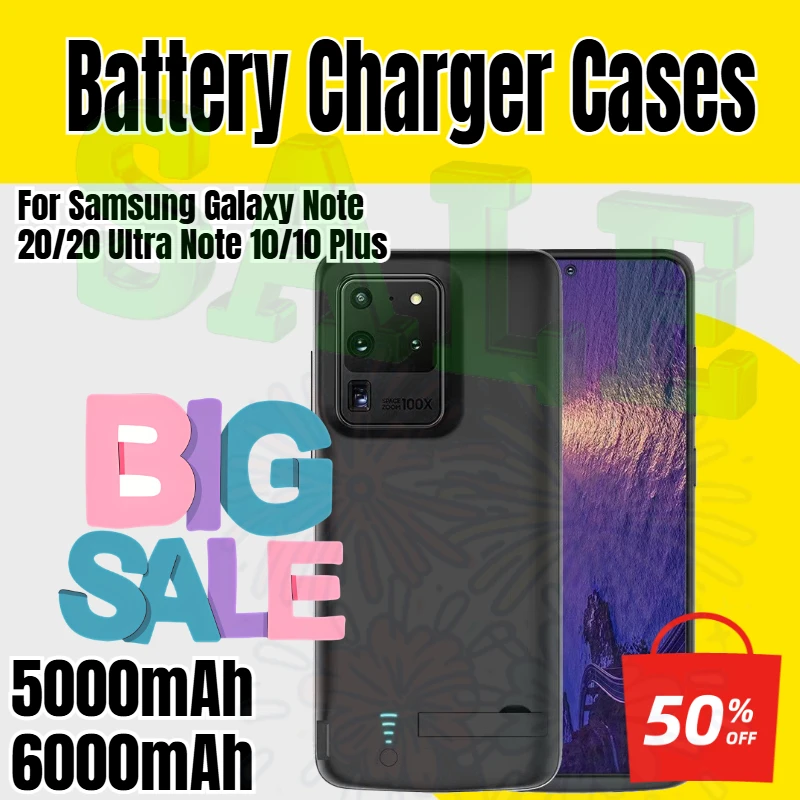 5000mAh 6000mAh Power Bank Case for Samsung Galaxy Note 20/20 Ultra Note 10/10 Plus Battery Charger Case