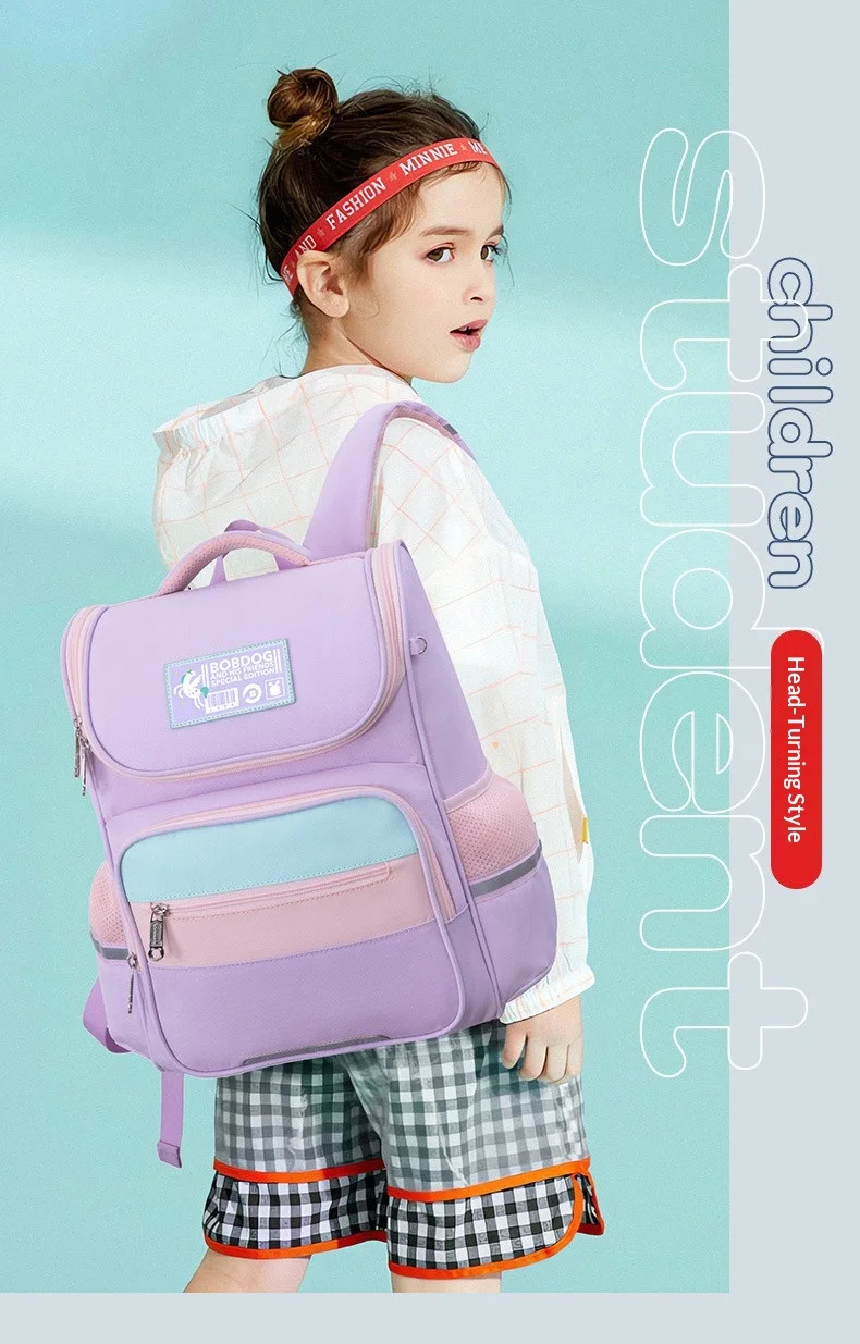Children School Backpack, Spine Protective Waterproof Reflective Lightweight School Bag for Primary School Kids