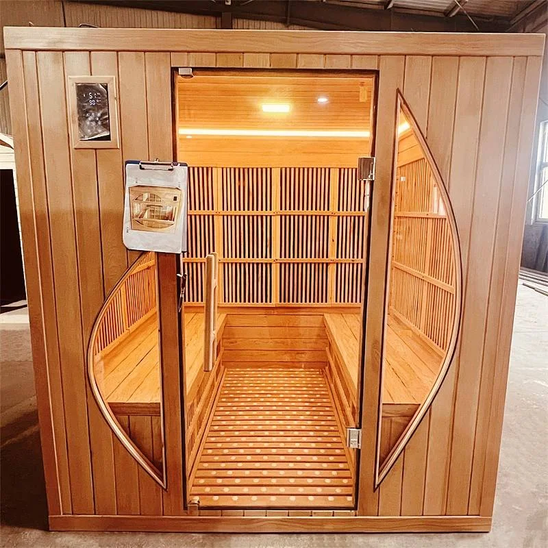 Modern Design Dry Sauna Rooms with Carbon Crystal Plate Red Cedar Solid Wood Wet Steam Function Health Use