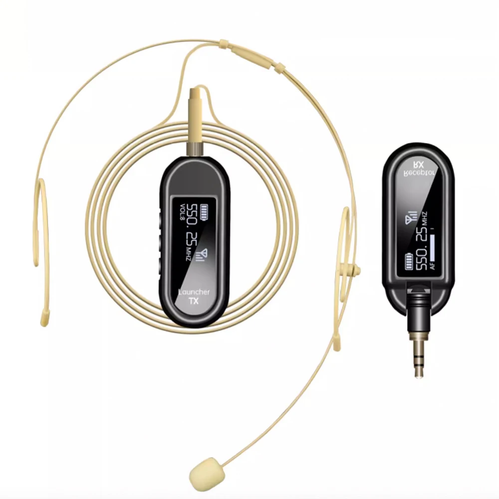UHF Wireless Headset Microphone Skin Tone Rechargeable Transmitter Receiver 3.5mm Plug For Stage Performance Teaching Speech Liv