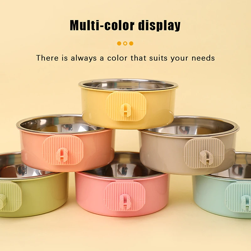1PC Anti-Tipping Fixed Hanging Dog Bowl Dog Cage Stainless Steel Drinking Bowl Pet Bowl Pet Supplies