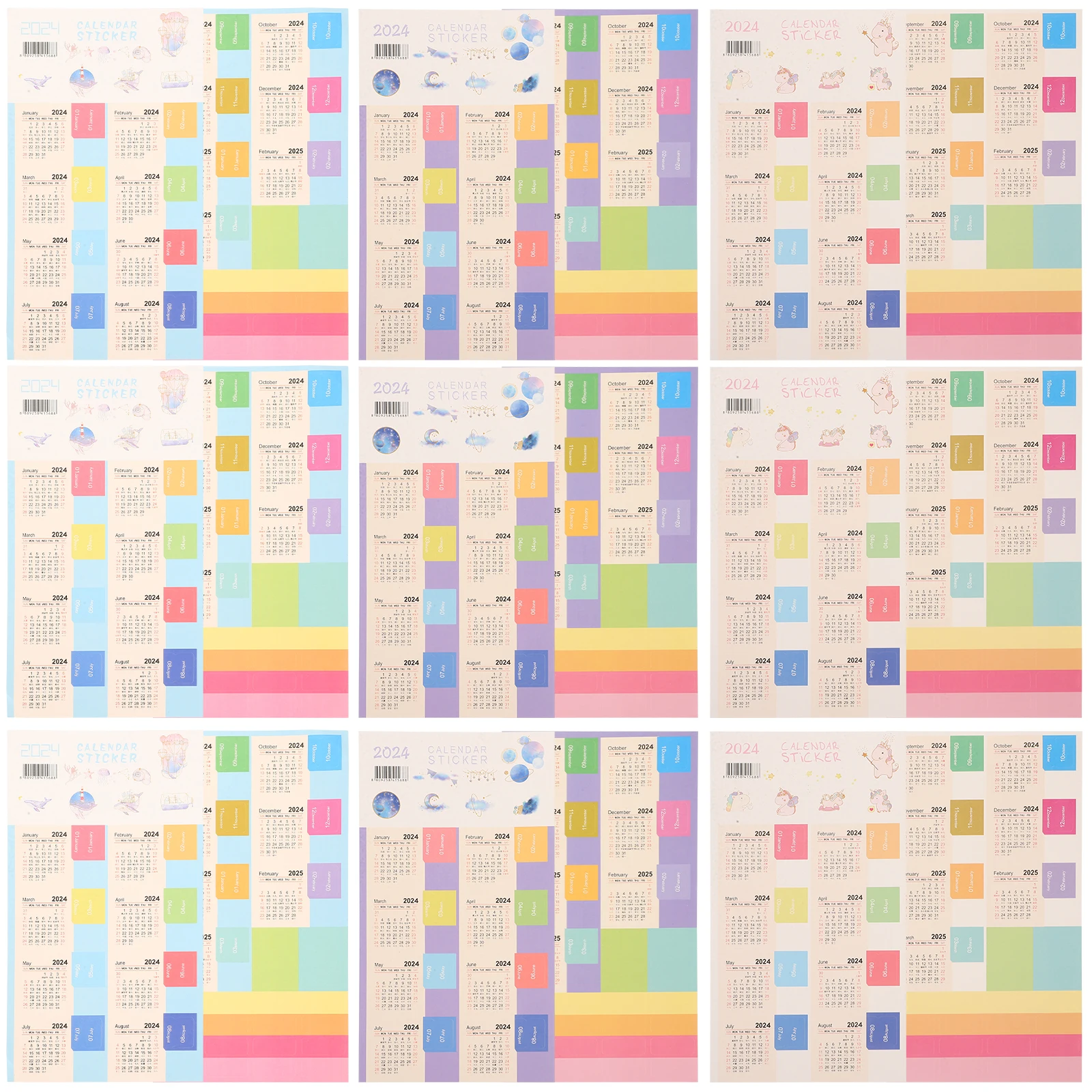 

9 Packs Calendar Stickers Monthly Labels Planner Tabs 2023 2024 Year Different Colors Bookmark Reading Practical Note