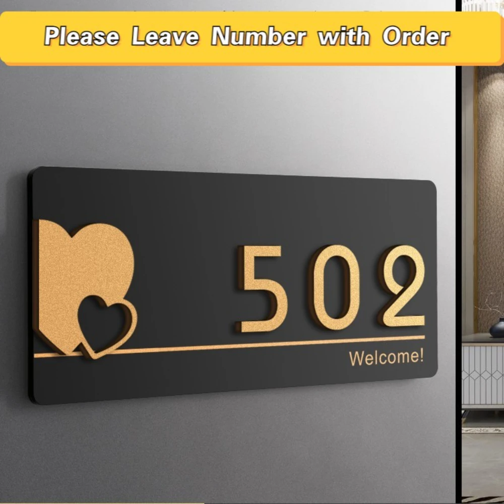 

Acrylic Modern Door Plates Shop Sign Customized House Number Family Name Address Letter for Office Home Hotel Flats Apartment