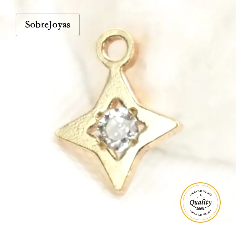

Подвеска-подвеска со звездой из 14-каратного золота с одним отверстием и цирконом, устойчивая к потускнению, для поиска ювелирных изделий своими руками, подвеска-ожерелье