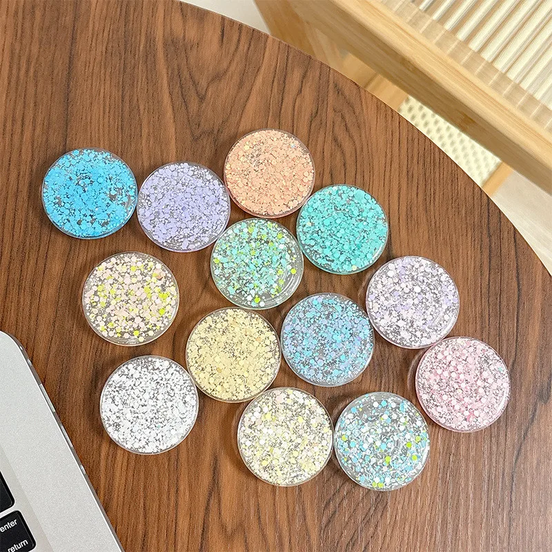 

GLITTER Circle Foldable Finger Ring Griptok Phone Holder For IPhone 16 15 17 Support Socket Pocket Grip Tok Stand Bracket