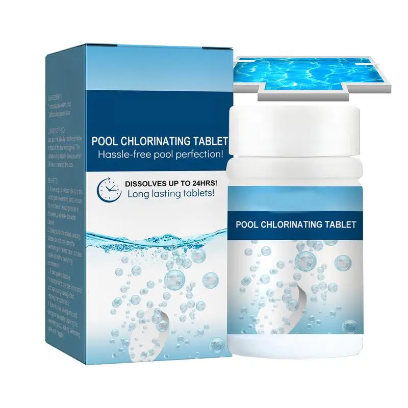 

100Pcs/Box Pool Chlorine Tablets Multipurpose Pool Cleaning Tablets Water Disinfection Odor Removal for Swimming Pool Cleaning